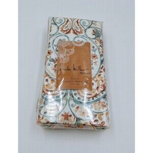 Nicole Miller Home Paisley Dinner Napkins Blue Brown 20x20 In Pack of 4